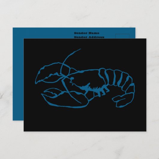 ブルーロブスター海シンプル動物スケッチ芸術 ポストカード (正面/裏面)