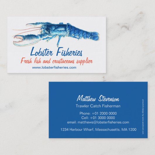 ブルーロブスター漁業/フィッシャーマンビジネスカード 名刺 (正面/裏面)