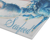 ブルーロブスター素晴らしアート魚介類ガラス板 カッティングボード (角)