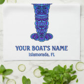 ブルーロブスター航海のフィッシャーマンボート名 キッチンタオル (折り畳み)