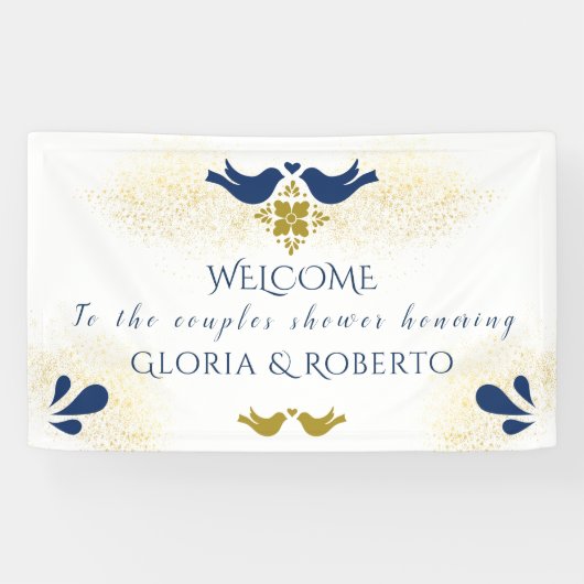 ブルーロブバード結婚のカップルのシャワー歓迎サイン 横断幕 (横)