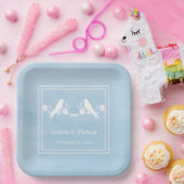 ブルーロベバード結婚フローラ紙プレート ペーパープレート (パーティー)