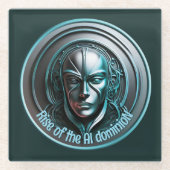 ブルーロボットマスク – AI dominioNの台頭 ガラスコースター (正面)
