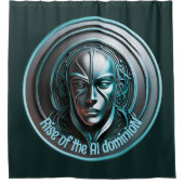 ブルーロボットマスク – AI dominioNの台頭 シャワーカーテン (正面)