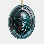 ブルーロボットマスク – AI dominioNの台頭 セラミックオーナメント (右)