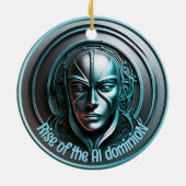 ブルーロボットマスク – AI dominioNの台頭 セラミックオーナメント (裏面)