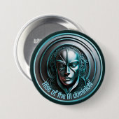 ブルーロボットマスク – AI dominioNの台頭 缶バッジ (正面&裏面)