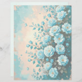 ブルーロマンチックフローラスクラップブック紙 (正面/裏面)