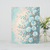 ブルーロマンチックフローラスクラップブック紙 (スタンド正面)