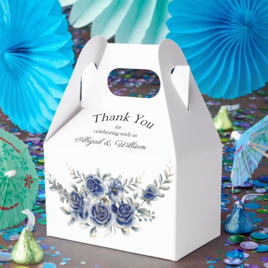 ブルーロマンチックフローラ結婚式の引き出物ボックス フェイバーボックス (パーティー)