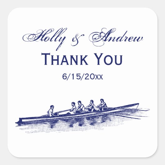 ブルーローイングローワーズクルーズチームウォータースポーツ スクエアシール (正面)