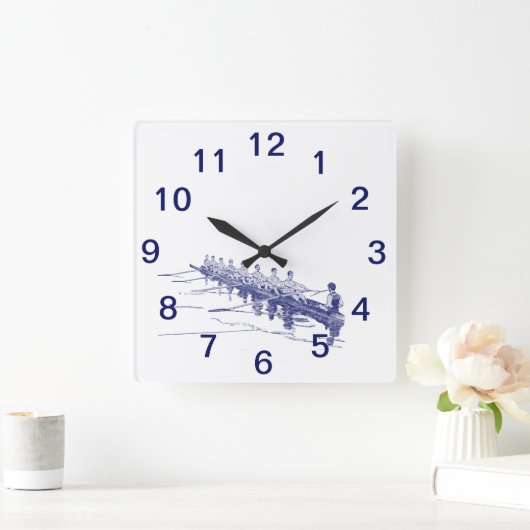 ブルーローイングローワーズクルーズチームウォータースポーツ#3 スクエア壁時計