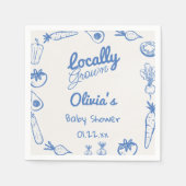 ブルーローカル描で栽培された野菜男の赤ちゃんシャワー スタンダードカクテルナプキン (正面)