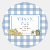 ブルーローカル栽培農家市場ベビーシャワー ラウンドシール (正面)