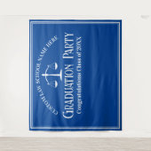 ブルーロースクール卒業パーティー写真ブース タペストリー (正面)