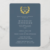 ブルーロースクール/法律資格卒業 箔招待状 (正面)