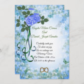 ブルーローズのエレガントな春のウェディング招待状 招待状 (正面/裏面)