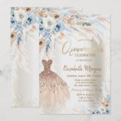 ブルーローズのパンパスグラスドレス　キンセアニエラ 招待状 (正面/裏面)