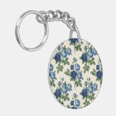 ブルーローズの花柄 キーホルダー (正面左)