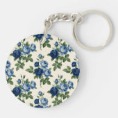 ブルーローズの花柄 キーホルダー (裏面)