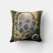 ブルーローズエレガンス - ロマンチックな花のホームアクセント クッション (裏面)