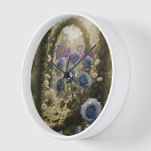 ブルーローズエレガンス - ヴィンテージロマンティックブルーローズ 壁時計 (傾斜)