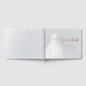 ブルーローズゴールドグリッターエレガントドレス ブライダルシャワー ゲストブック (全面)