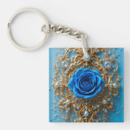 💙 ブルーローズゴールドチャーム: アクセサリーラバーのためのデザイン 💙 キーホルダー