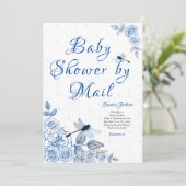 ブルーローズトンボの男の子ベビーシャワー 招待状 (スタンド正面)