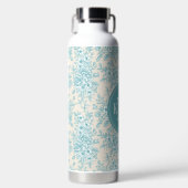 ブルーローズブーケガーデンフローラルパターン ウォーターボトル (正面)