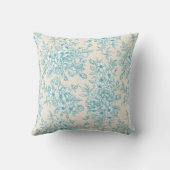 ブルーローズブーケガーデンフローラルパターン クッション (裏面)