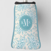 ブルーローズブーケガーデンフローラルパターン ゴルフヘッドカバー (回転90)