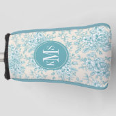 ブルーローズブーケガーデンフローラルパターン ゴルフヘッドカバー (正面)