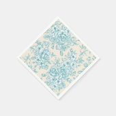 ブルーローズブーケガーデンフローラルパターン スタンダードカクテルナプキン (角)