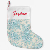 ブルーローズブーケガーデンフローラルパターン スモールクリスマスストッキング (正面)