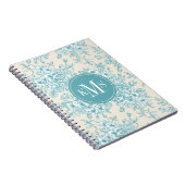 ブルーローズブーケガーデンフローラルパターン ノートブック (右側)