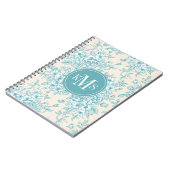 ブルーローズブーケガーデンフローラルパターン ノートブック (左側)