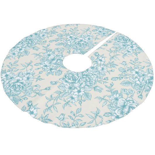 ブルーローズブーケガーデンフローラルパターン ブラッシュドポリエステルツリースカート (アングル)