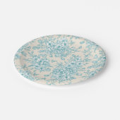 ブルーローズブーケガーデンフローラルパターン ペーパープレート (アングル)