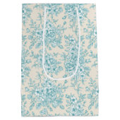 ブルーローズブーケガーデンフローラルパターン ミディアムペーパーバッグ (裏面)