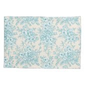 ブルーローズブーケガーデンフローラルパターン 枕カバー (裏面)