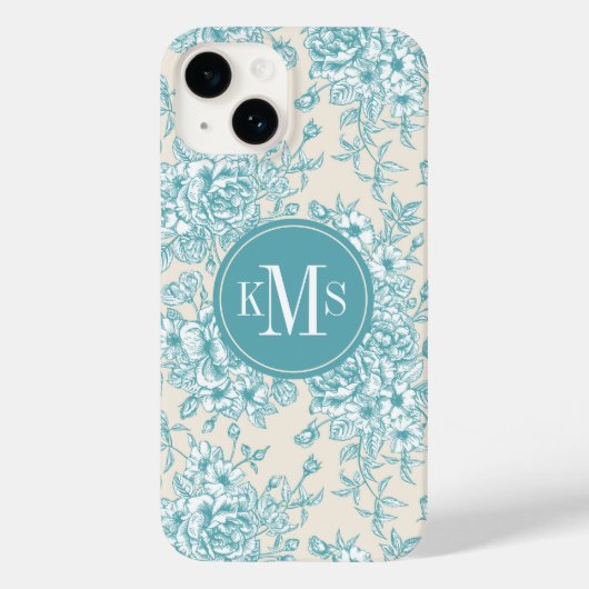 ブルーローズブーケガーデンフローラルパターン Case-Mate iPhoneケース (裏面)