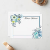 ブルーローズブーケ水彩花パーソナライズされた ノートカード (正面/裏面インサイチュ)