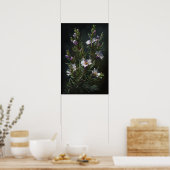 ブルーローズマリーフラワーズアートプリントポスター ポスター (キッチン)