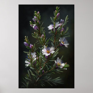 ブルーローズマリーフラワーズアートプリントポスター ポスター