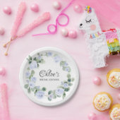 ブルーローズユーカリブライダルシャワーペーパー皿 ペーパープレート (パーティー)