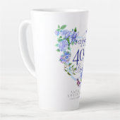 ブルーローズリボン 40歳の誕生日 カフェラテマグ (左アングル)