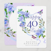 ブルーローズリボン 40歳の誕生日 シーズンカード (正面/裏面)