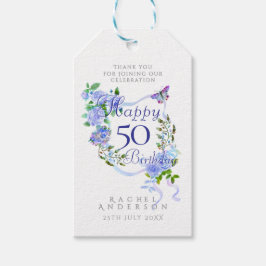 ブルーローズリボン 50歳の誕生日 ギフトタグ