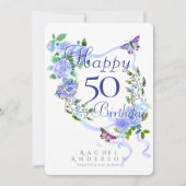 ブルーローズリボン 50歳の誕生日 シーズンカード (正面)